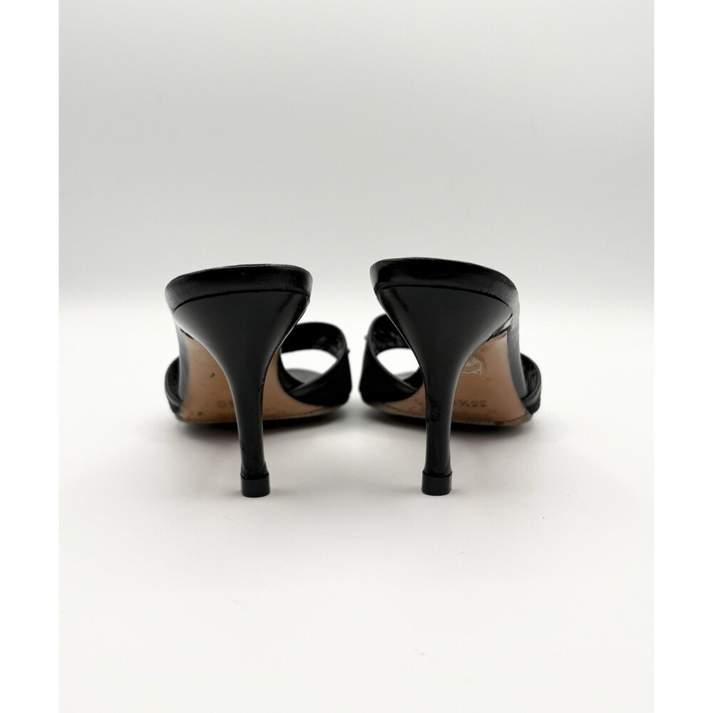 Gucci Black Leather Mules Canvas GG Logo Silver Horsebit Heels Y2K Size EU 35.5 - Picture 10 of 14